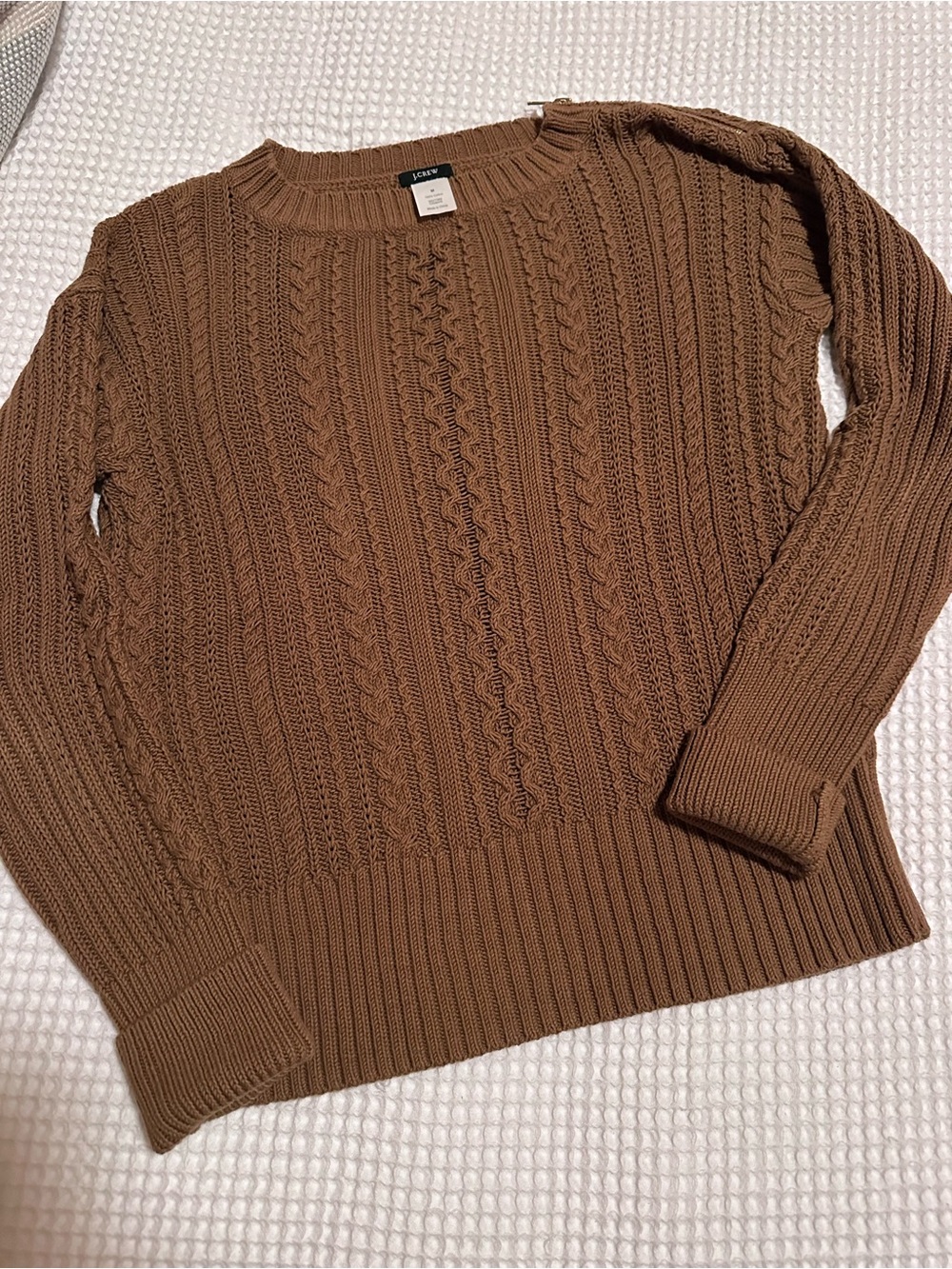J. Crew Camel Cable Crewneck Sweater